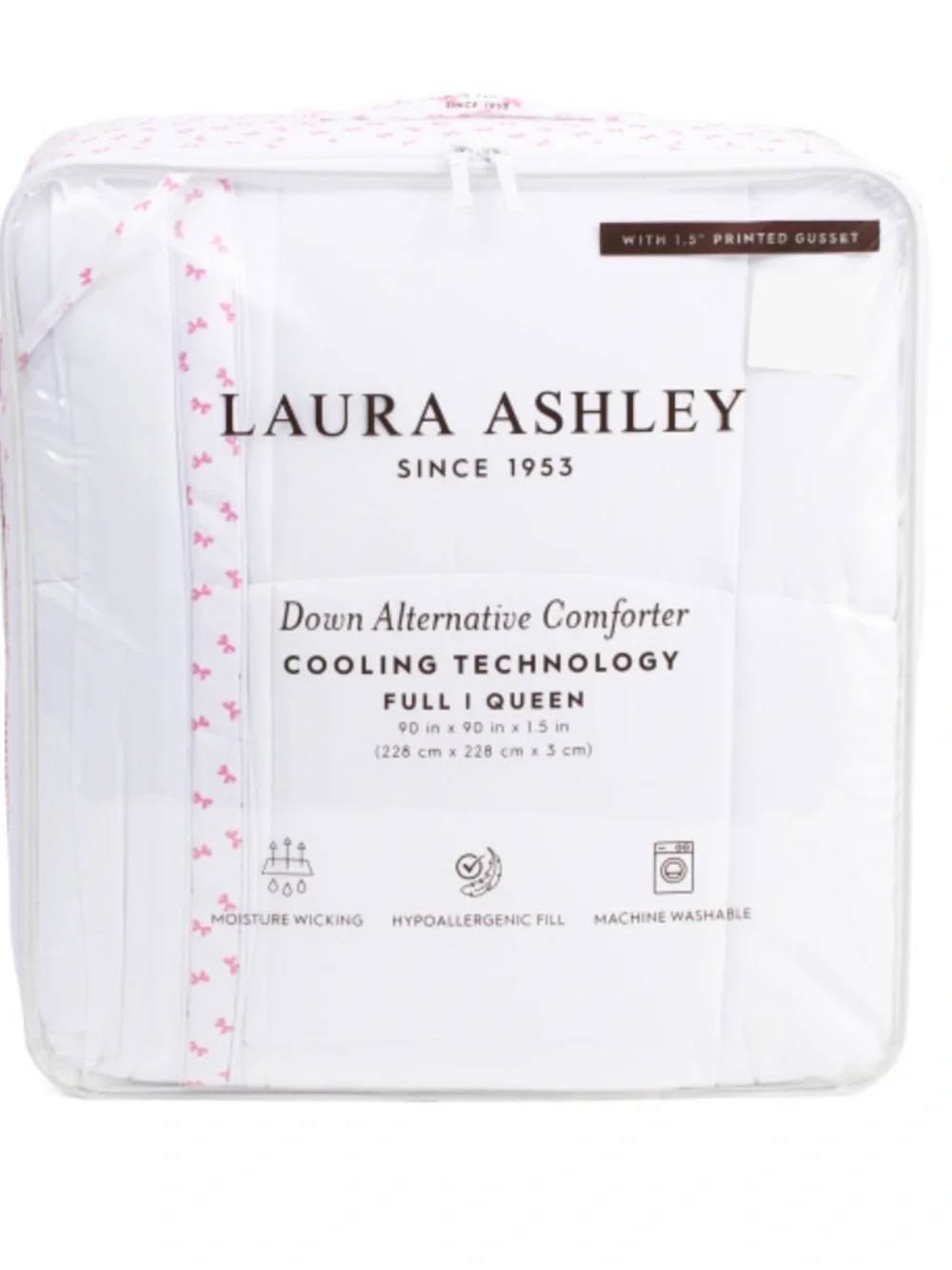 Laura Ashley White Comforter with Pink Trim